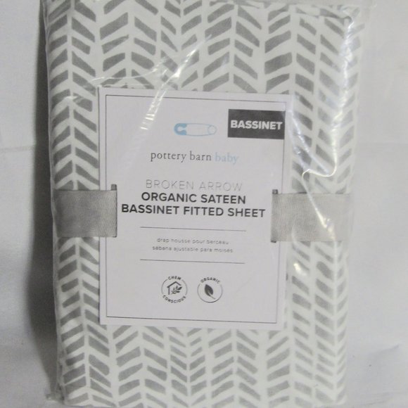 Pottery Barn Kids Other - POTTERY BARN BASSINET FITTED SHEET, NEW IN PACK GRAY WHITE COTTON
